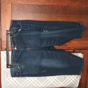 M3 Dark Wash Deconstructed Blue Topaz Stretchy Denim Capris Pedal Pushers 22